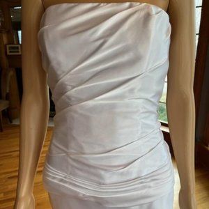 Alexia White Silky Satin Strapless Floor Length Bridal Gown Wedding Dress Size 8